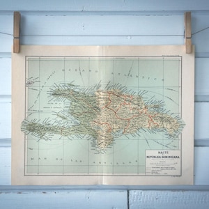 * Seltene Vintage Karte von Hispaniola, 1928