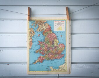 1956 Vintage England & Wales Map
