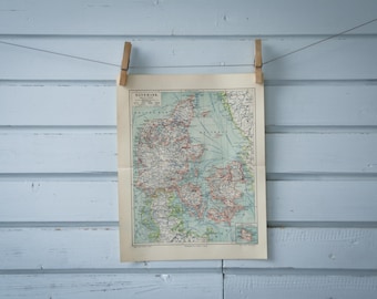 1907 Vintage Map of Denmark