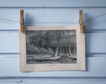1888 Vintage Desert Whirlwinds Lithograph Illustration
