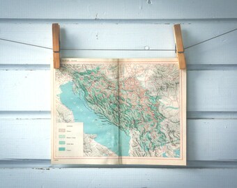 1952 Vintage Yugoslavia Map