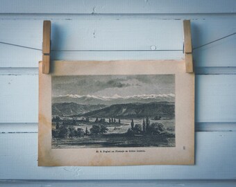 1890 Vintage the Pyrenees Lithograph Illustration