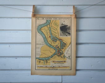 1941 Vintage Map of Antwerp Harbour