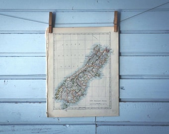 1892 Vintage New Zealand South Island Map