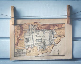 1888 Vintage Map of Ancient Olympia