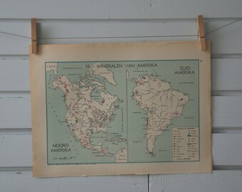1941 Vintage Minerals Map of the Americas