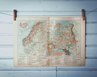 1886 Vintage Scandinavia & Russia Map
