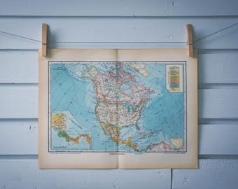 1937 Vintage North America Map