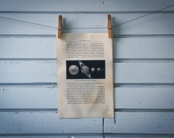 1884 Vintage Planets Size Comparison Illustration