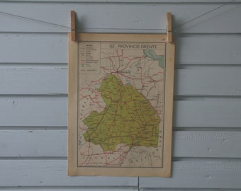 1941 Vintage Map of Drenthe Province of the Netherlands