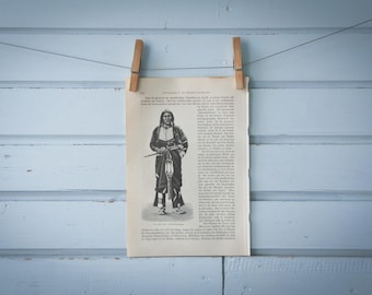1897 Vintage Apache Lithograph Illustration