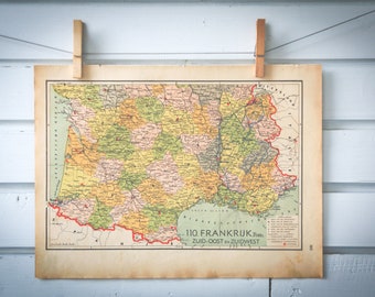 1941 Vintage South France Map
