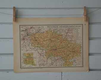1941 Vintage Map of Belgium Hainaut Province