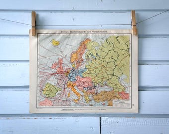 1907 Vintage Map of Europe