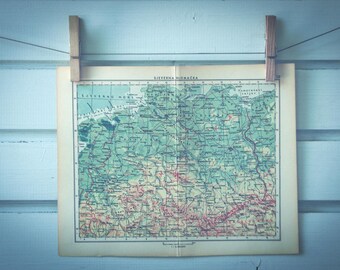 1959 Vintage North Germany Map