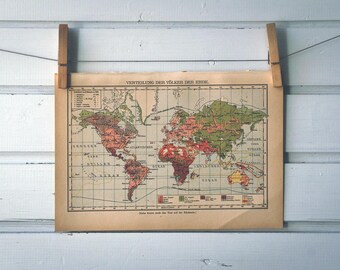 1910s Vintage Ethnographic World Map
