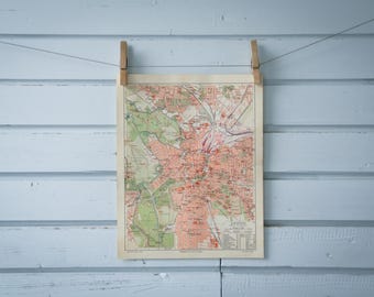 1907 Vintage Map of Leipzig
