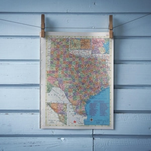 1957 Vintage Karte von Texas