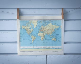 1969 Vintage World Map
