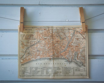 1913 Vintage Map of Nice