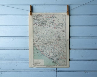1971 Vintage Central Yugoslavia Fortresses & Castles Map