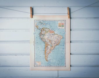 1937 Vintage South America Map