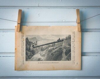 1890 Vintage Rigi Railway Lithograph Illustration