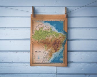 1946 Vintage Map of Brazil