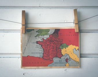 1942 Vintage Map of France