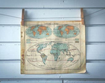 1924 Vintage World Rainfall Map