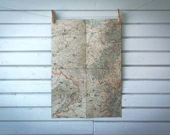 1930s Vintage West Romania Map