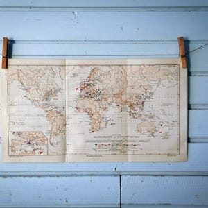 Carte du monde des forces maritimes vintage 1907