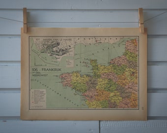 1941 Vintage West France Map