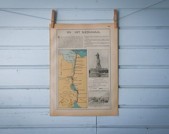 1941 Vintage Map of the Suez Canal