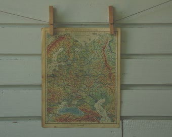 1951 Vintage Map of Russia