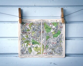 1950s Vintage Dulwich & Honor Oak Map