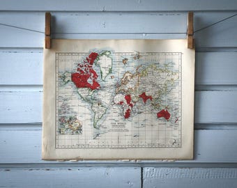 1907 Vintage World Map