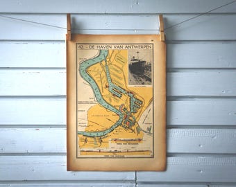 1941 Vintage Map of Antwerp Harbour