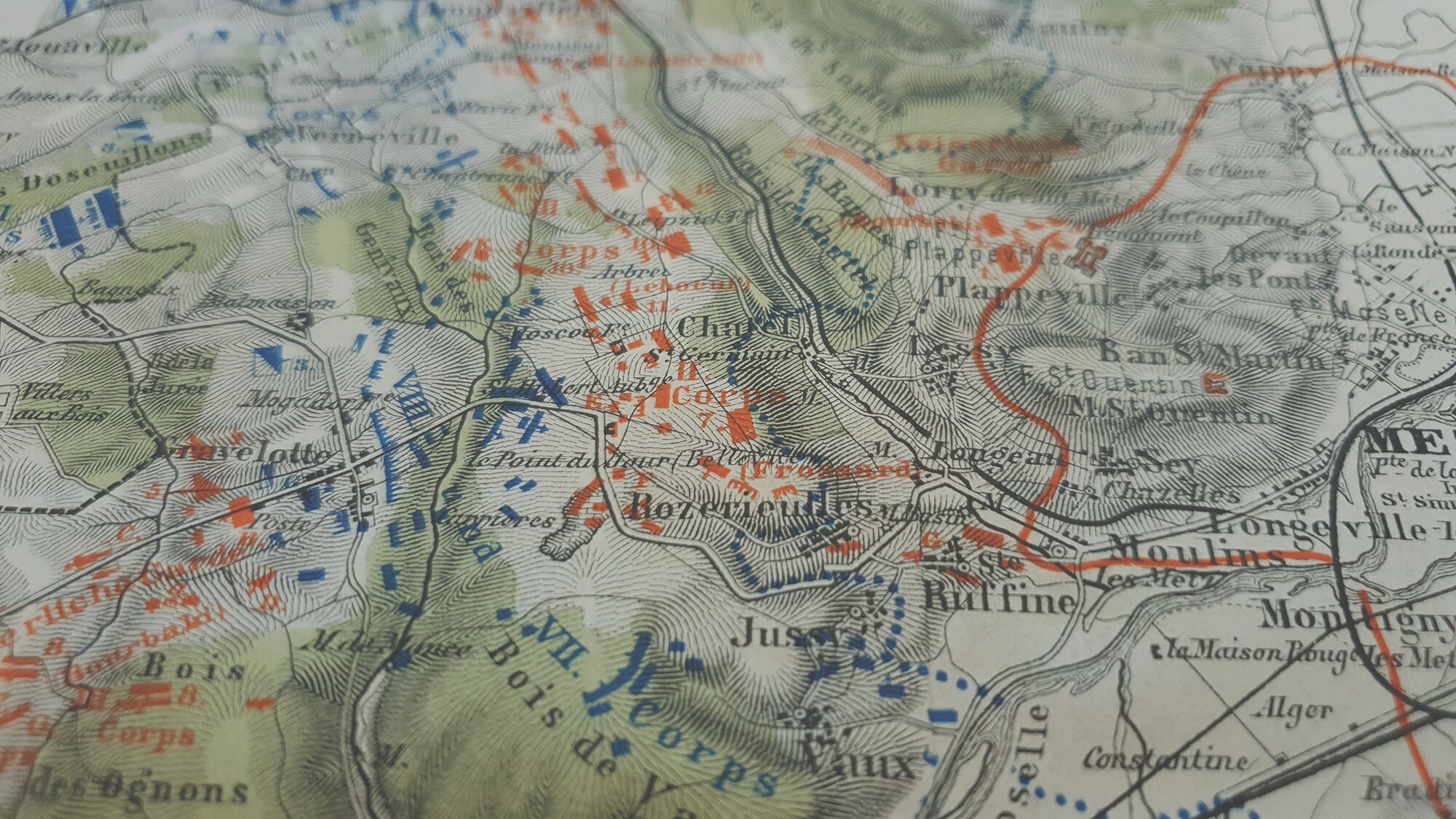 1887 Vintage Siege of Metz Map