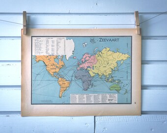 1941 Vintage Ocean Routes World Map