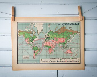 1941 Vintage World Economy Map
