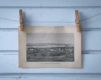 1892 Vintage Oslo Lithograph Illustration