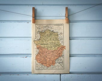 1928 Vintage Extremadura Map