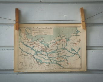 1907 Vintage North Germany Glaciation Map