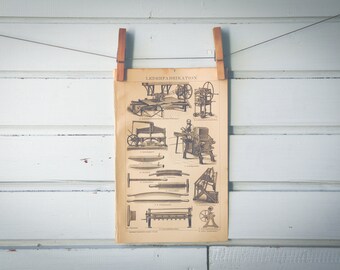 1887 Vintage Leather Manufacturing Lithograph Illustration