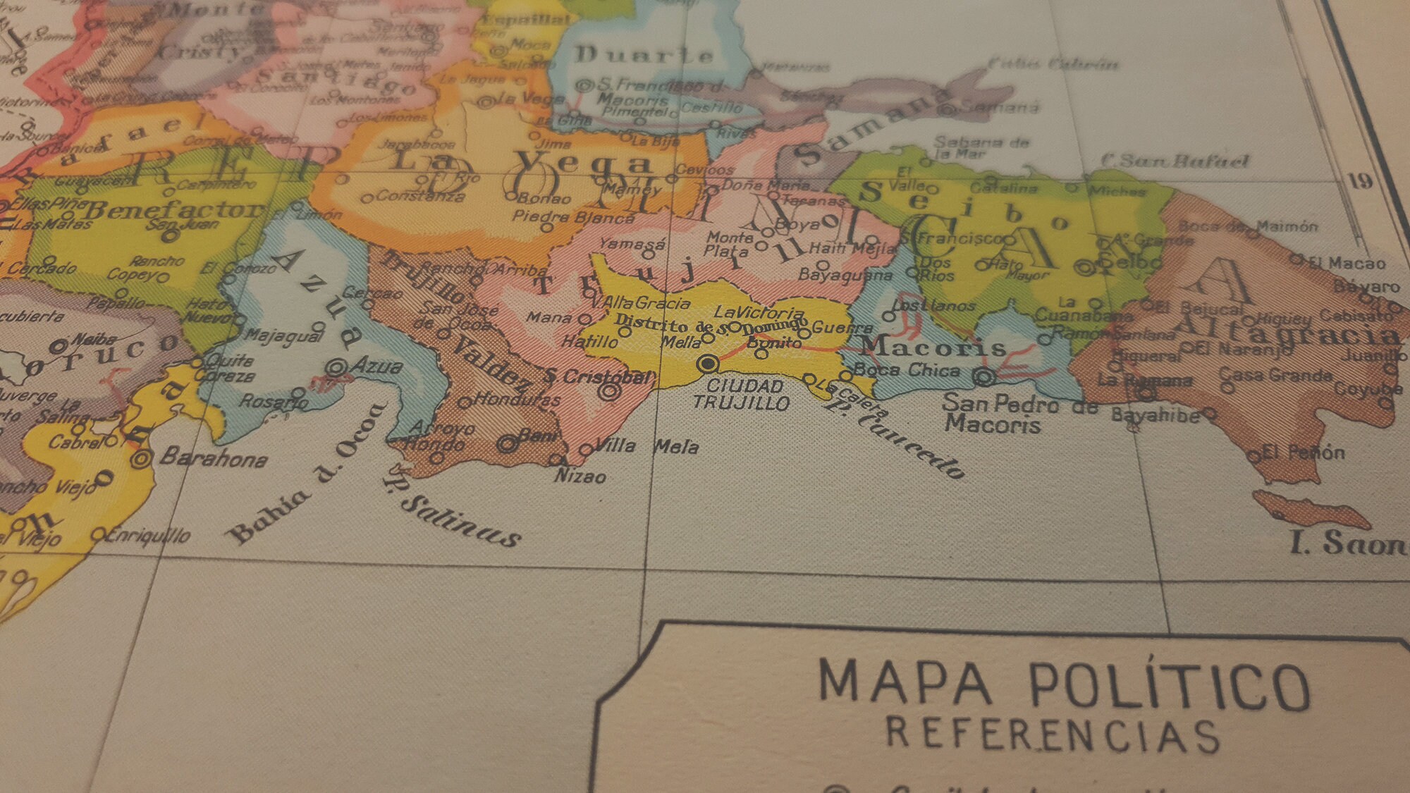 1950 Vintage Dominican Republic Map