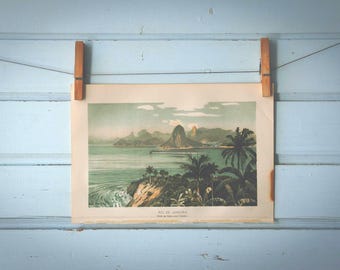 1897 Vintage Rio de Janeiro Chromolithograph Illustration