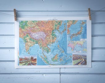 1970 Vintage South & Southeast Asia Map