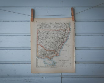 1901 Vintage New South Wales & Victoria Map