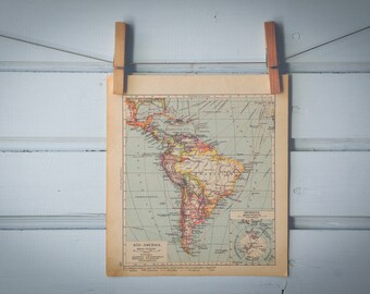 1929 Vintage South America Map